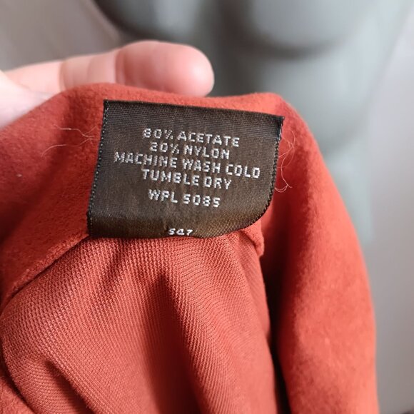 Men's XL Vintage Velour Shirt Rust Soft Touch Suede Button-Up 1970's Boho Mod - Picture 6 of 8